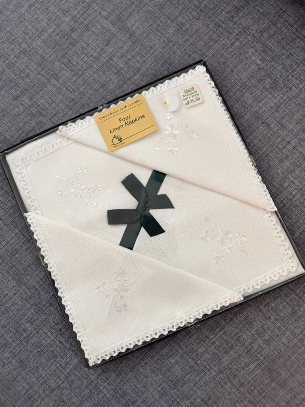 Irish Linen Napkins Linen McCaw Allen 4 Piece Set White NEW Irish Cabin